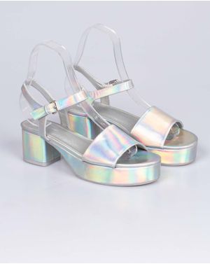Sandale cu efect holografic si toc gros 25YEL45011