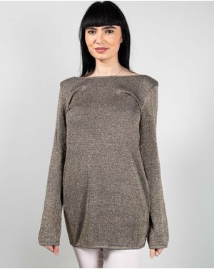 Pulover tricotat fin cu fir metalizat 25YEL08004