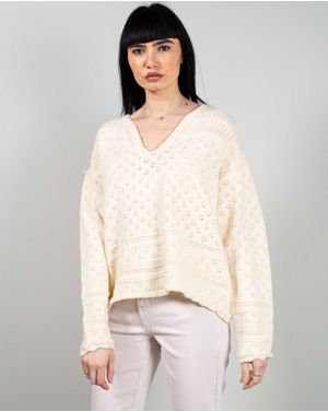 Pulover tricotat cu decolteu 25YEL08009