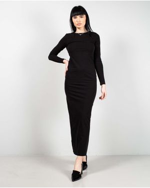 Rochie creion din bumbac cu maneci lungi 25YEL34060