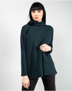 Bluza din bumbac cu guler intors si fante laterale N241667007