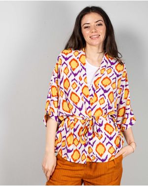 Blazer cu imprimeu si cordon in talie 24MAB07004