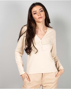 Bluza uni cu nasturi la baza gatului N241673002