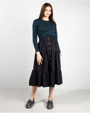 Fusta uni din bumbac cu talie elastica N241660002