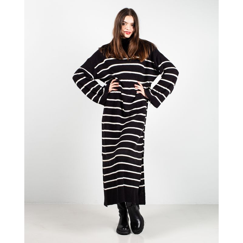 Rochie-din-bumbac-tricotata-cu-guler-inalt-25MKF02222