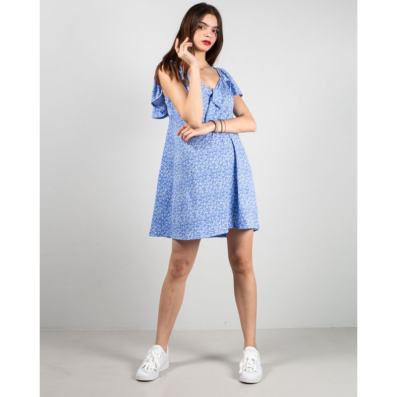 Rochie-scurta-cu-imprimeu-floral-si-bust-elastic-25YEL34032