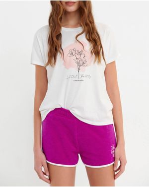 Pantaloni scurti Funky Buddha cu elastic in talie pentru femei 25ALX01346