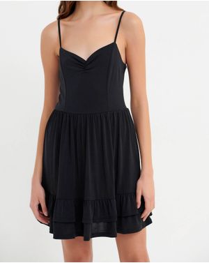 Rochie scurta Funky Buddha cu volane si bretele subtiri 25ALX01041