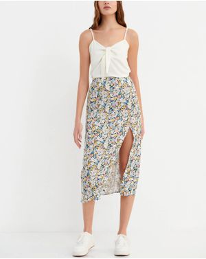 Fusta Funky Buddha cu imprimeu floral 25ALX01063