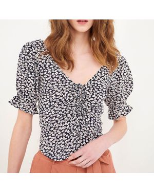 Bluza Funky Buddha cu maneca scurta si imprimeu 25ALX01192