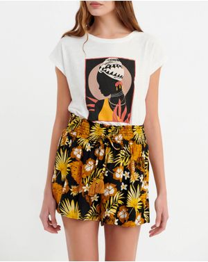 Pantaloni scurti Funky Buddha cu talie elastica 25ALX01271
