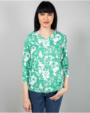 Bluza din bumbac cu maneci trei sferturi N240664005