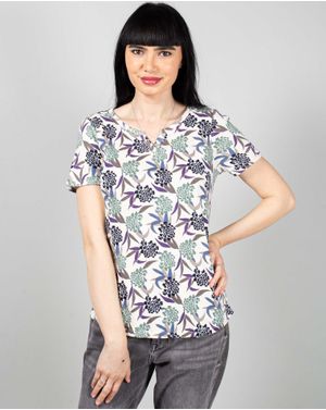 Tricou din bumbac cu decolteu si imprimeu N240664014
