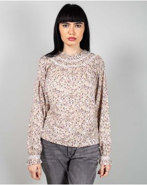 Bluza din bumbac cu maneca lunga si imprimeu floral N240664034