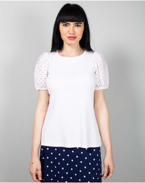 Tricou din bumbac cu maneci perforate N240664040