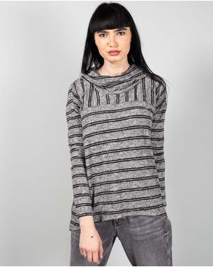 Bluza in dungi cu maneca lunga si guler inalt N240664046