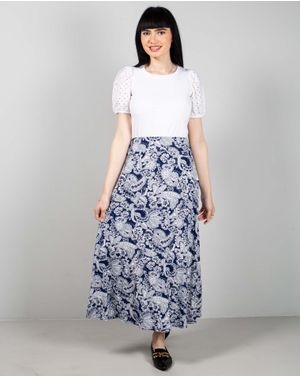 Fusta din bumbac cu talie elastica si imprimeu N241653002
