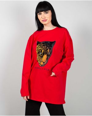 Bluza lunga din bumbac cu imprimeu 24POS40009