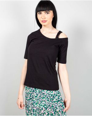 Tricou casual din bumbac cu un umar gol N240664011