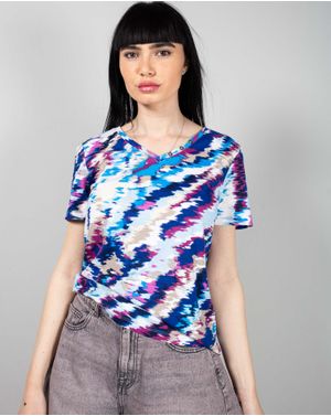 Tricou casual din bumbac cu imprimeu si nasturi la baza gatului N240664038