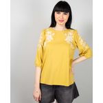 Bluza-din-bumbac-cu-model-brodat-si-maneca-trei-sferturi-N241106005