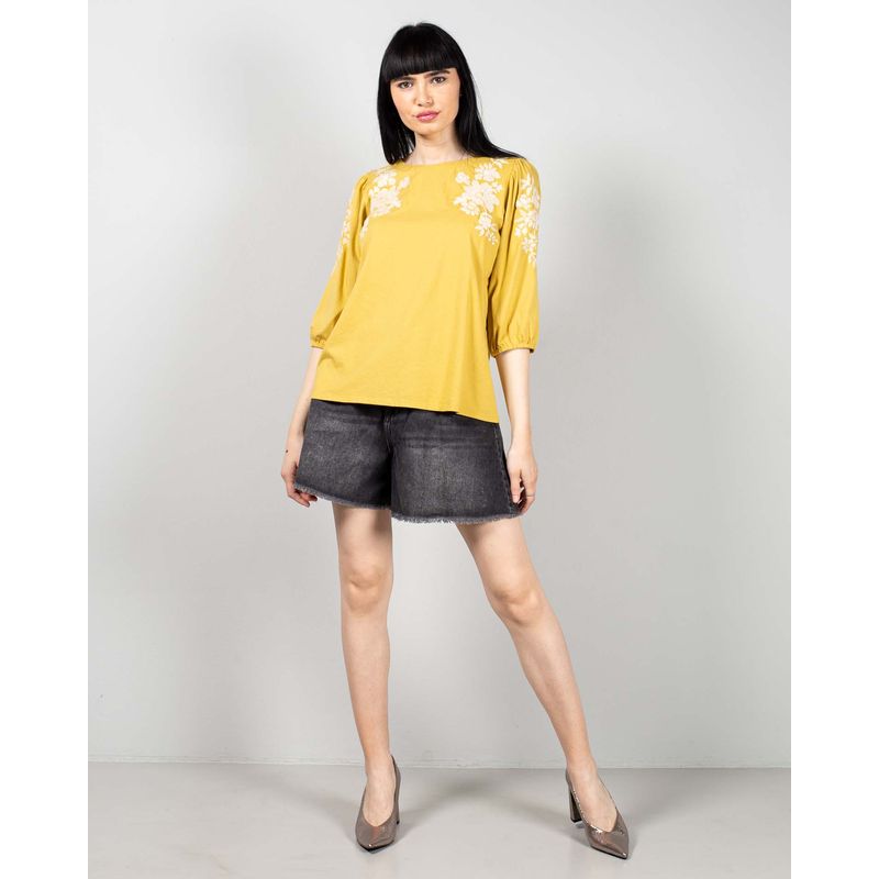 Bluza-din-bumbac-cu-model-brodat-si-maneca-trei-sferturi-N241106005