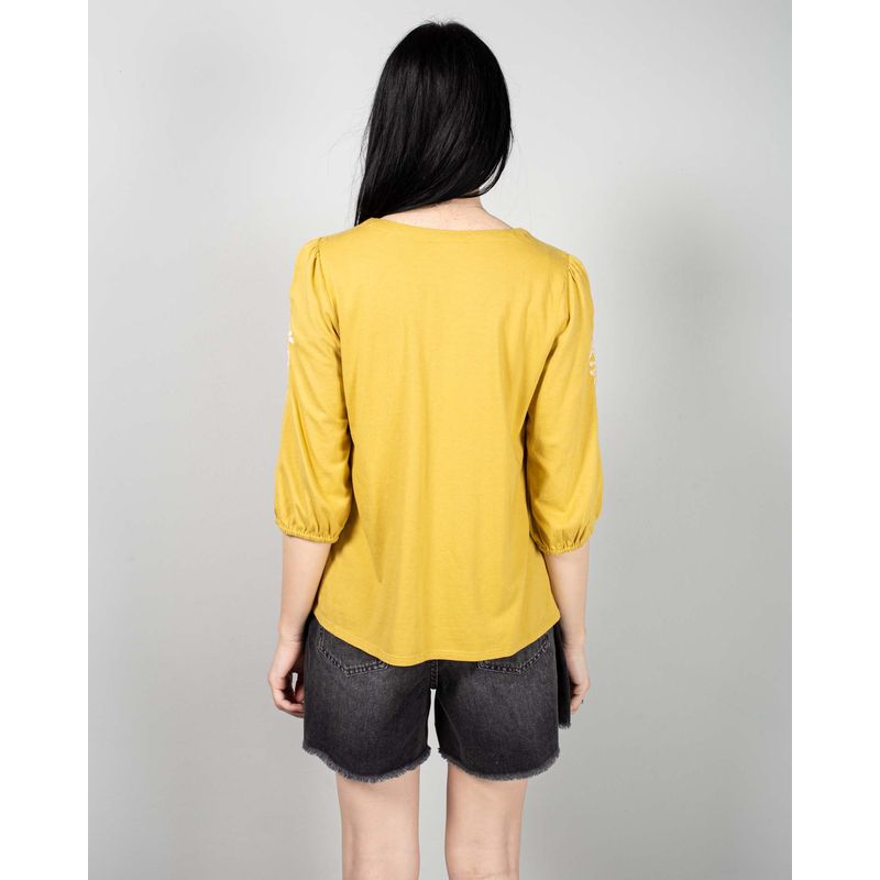 Bluza-din-bumbac-cu-model-brodat-si-maneca-trei-sferturi-N241106005