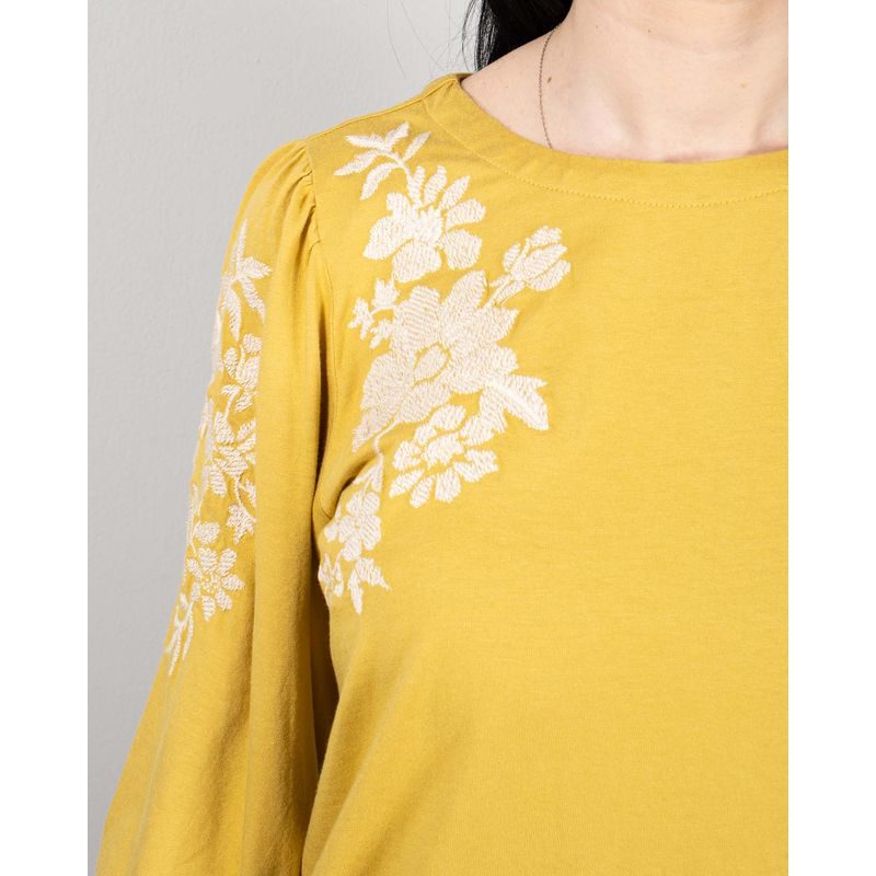 Bluza-din-bumbac-cu-model-brodat-si-maneca-trei-sferturi-N241106005