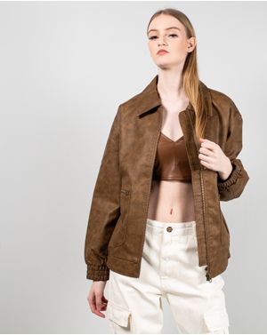 Jacheta din imitatie de piele cu fermoar metalic 25TEK05005