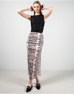 Fusta animal print cu fronseuri 25TEK05102