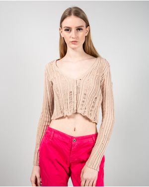 Cardigan din bumbac cu model perforat 25TEK05081