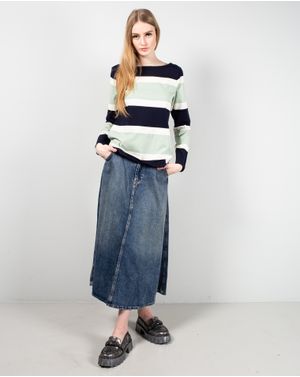 Fusta din denim cu buzunare laterale si talie elastica 25TEK05085