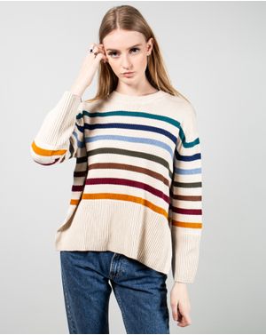 Pulover tricotat din bumbac in dungi 25MKF02264