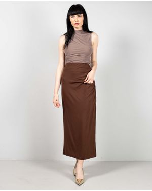 Fusta midi cu banda elastica in talie 25TEK05024