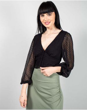 Bluza crop cu mansete elastice 25TEK05053