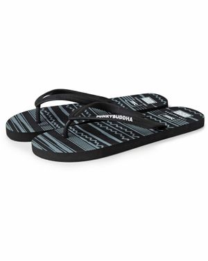 Șlapi Funky Buddha negri cu print geometric – Simplitate urbană cu influențe cool 25ALX02011