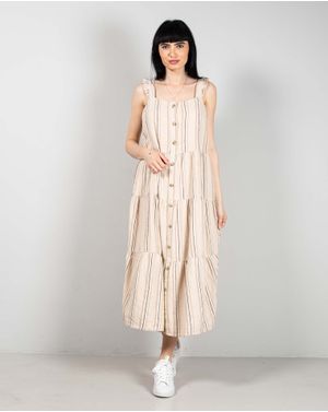 Rochie in dungi cu bretele groase si nasturi 24MAB07118