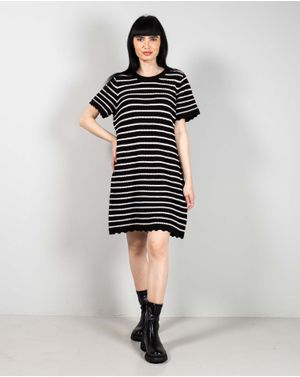 Rochie din bumbac cu model perforat si dungi 25MKF02260