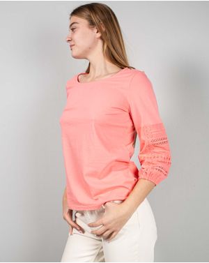 Bluza uni din bumbac cu maneci trei sferturi N240443016