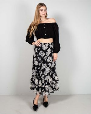 Fusta midi cu imprimeu floral N240806008