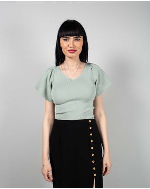 Bluza tricotata fin cu maneci bufante 25TEK05133