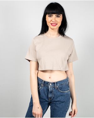 Tricou crop din bumbac cu maneca scurta 25TEK04114