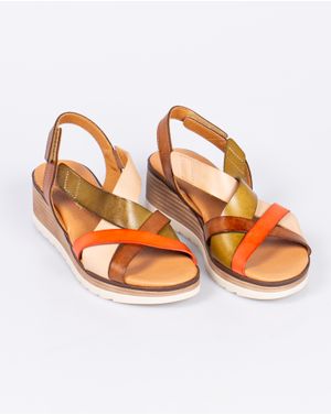 Sandale Marila din piele naturala cu barete color block pentru femei 25HAT01080