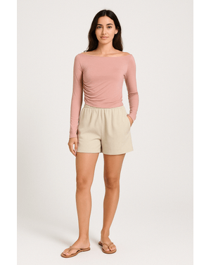 Bluza subtire cu fronseu si un umar gol 25TEK01013