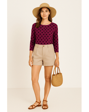Bluza din bumbac cu maneci lungi si buline N241401011
