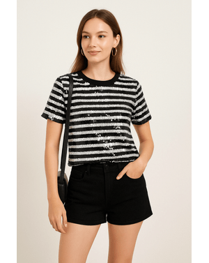 Tricou cu paiete reversibile N241647003