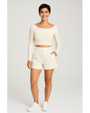 Pulover tricotat cu torsade 25TEK01061