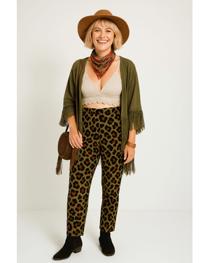 Pantaloni animal print N241676003