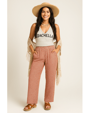 Pantaloni subtiri cu imprimeu N241676005