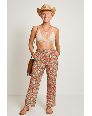 Pantaloni subtiri cu imprimeu N241676006